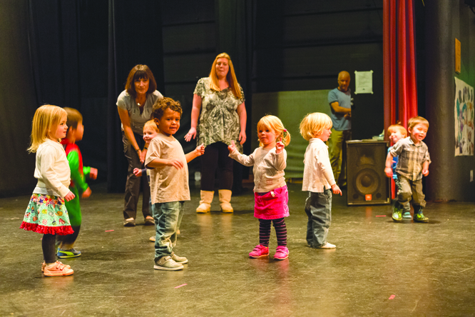 KIDS ON STAGE: Stepping Stones Preschool hosted an art show and performance at the Center for the Arts on Wednesday, April 6. photo by Lydia Stern