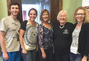 LOCAL HEROES:  David Gordon (Director of Peace Museum Colorado walk), Kerry Donovan (State Senator), Millie Hamner (Colorado State Representative), Liska Blodgett, and Kelly Jo Clark met at Rumors bookstore to discuss the Peace Museum Colorado heroes walk taking place as part of the July 4th parade highlighting local peace heroes.      courtesy photo