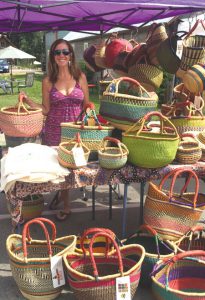 NEW BUSINESS:  Lisa Merck is now selling baskets and bags at the CB Farmers Market to help decrease plastic bag use in town.  courtesy photo